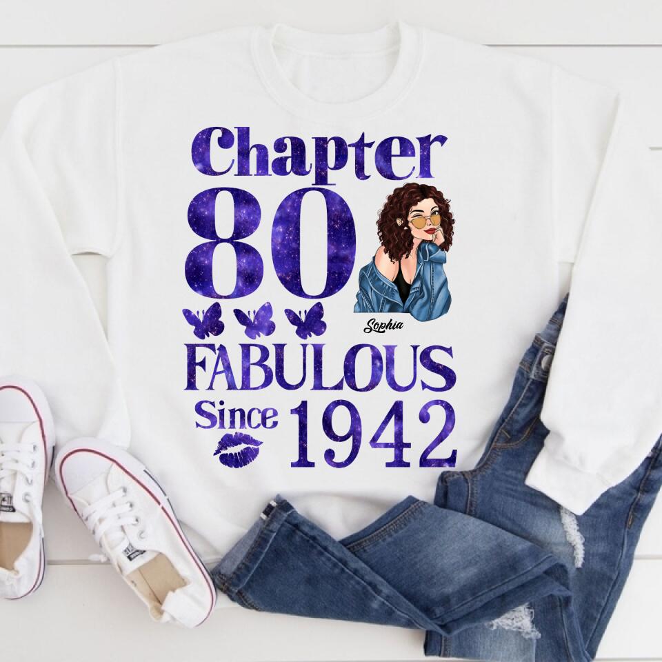 Chapter 80, Fabulous Since 1942 80th Birthday Unique T Shirt For Woman, Custom Birthday Shirt, Her Gifts For 80 Years Old , Turning 80 Birthday Cotton Shirt