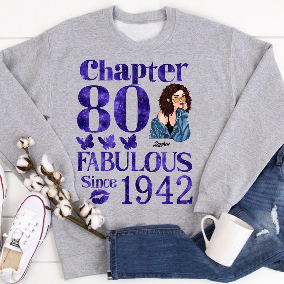 Chapter 80, Fabulous Since 1942 80th Birthday Unique T Shirt For Woman, Custom Birthday Shirt, Her Gifts For 80 Years Old , Turning 80 Birthday Cotton Shirt