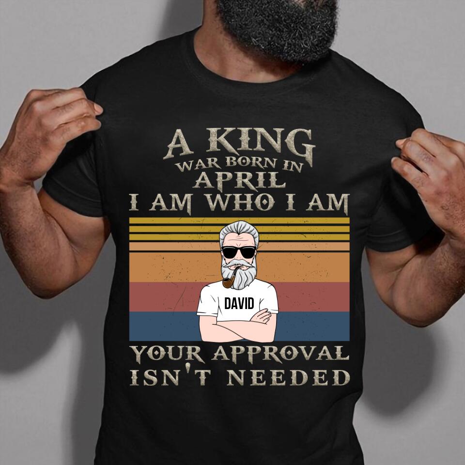 Personalized Birthday T Shirt, Kings Are Born In April T Shirt, Personalized Birthday Gifts For Him, April Man T Shirts, Birthday Gifts For Men, April Birthday Shirts For Men