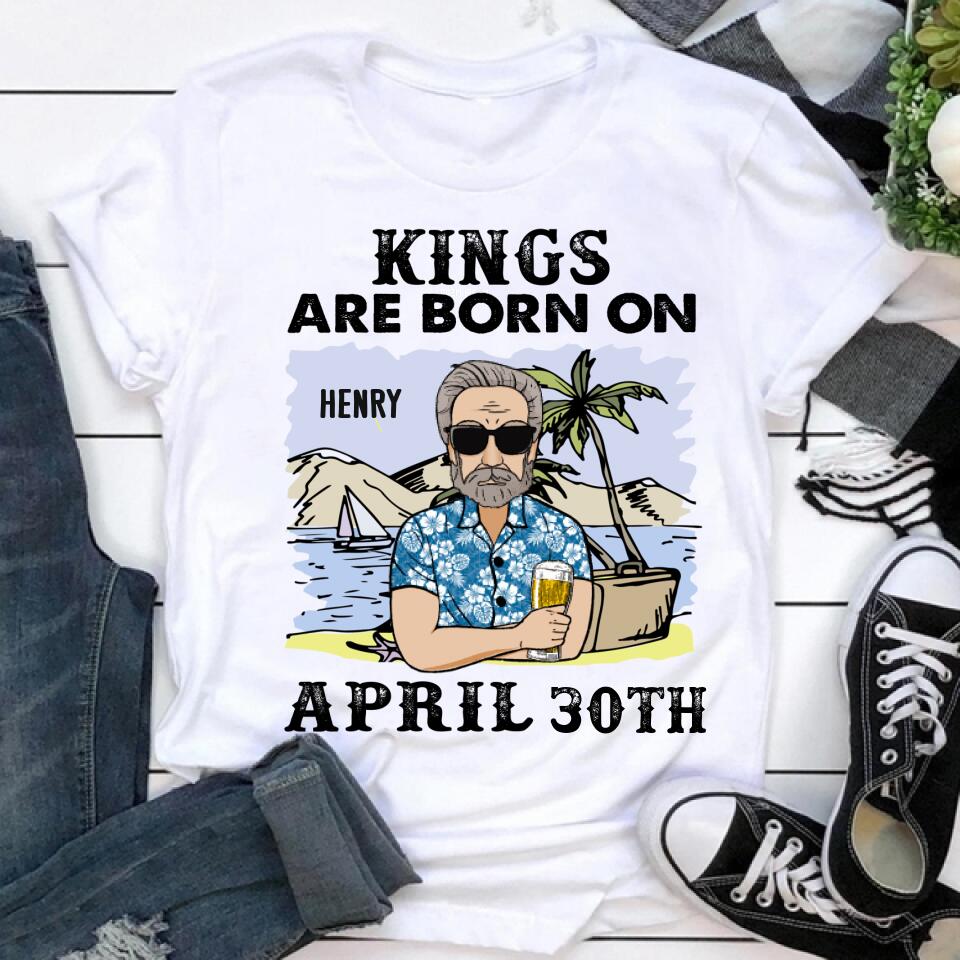 Personalized Birthday T Shirt, Kings Are Born in April t shirt, personalized birthday gifts for him, April Man t shirts, birthday gifts for Men, April birthday shirts for Men