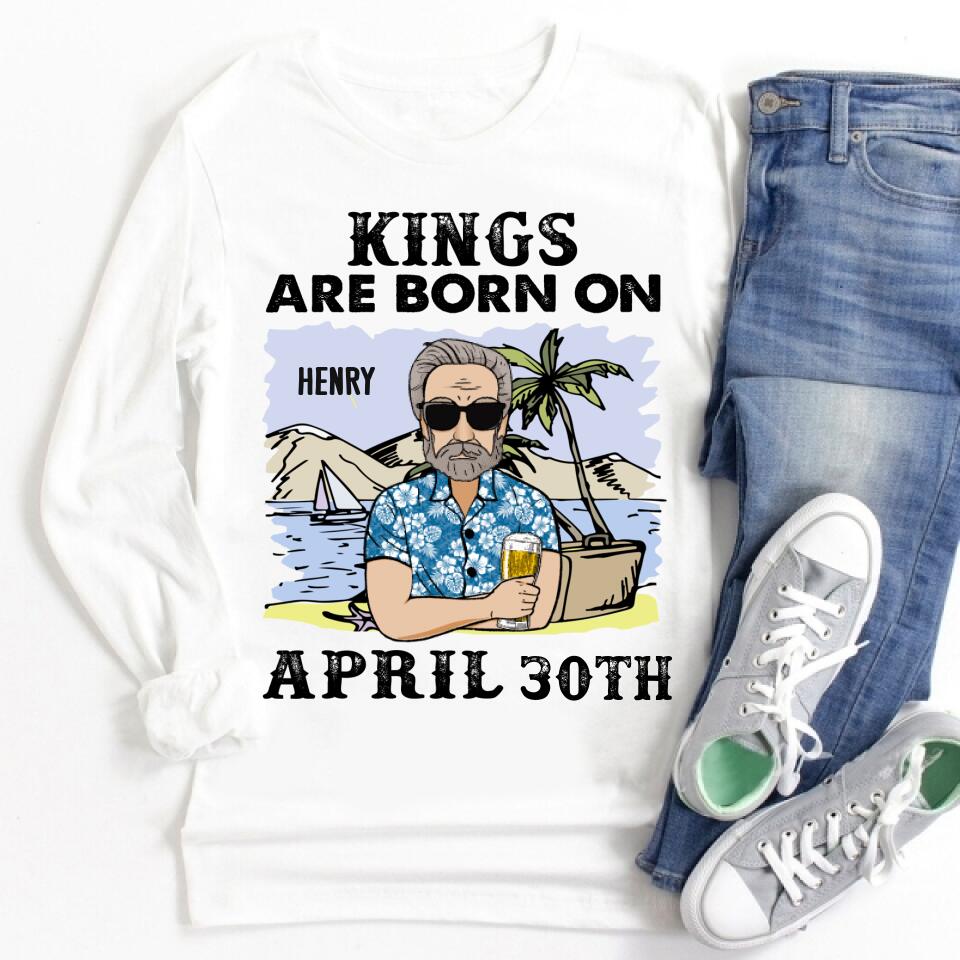 Personalized Birthday T Shirt, Kings Are Born in April t shirt, personalized birthday gifts for him, April Man t shirts, birthday gifts for Men, April birthday shirts for Men