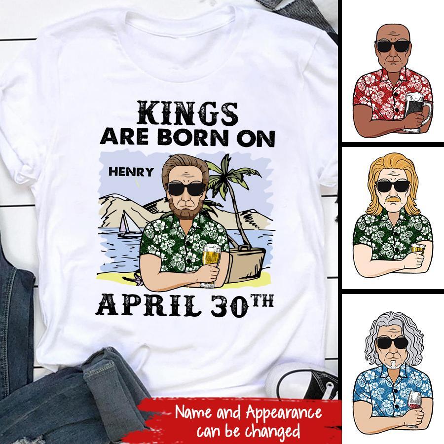 Personalized Birthday T Shirt, Kings Are Born in April t shirt, personalized birthday gifts for him, April Man t shirts, birthday gifts for Men, April birthday shirts for Men