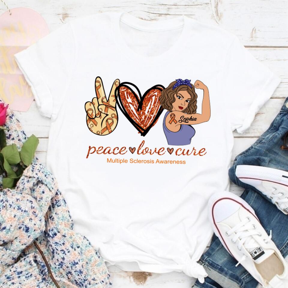 MS Awareness Shirt, Yes, It‘s All In My Head Multiple Sclerosis Orange Ribbon Chronic Illness Fighter Warrior Gift Brain Maroon T-Shirt