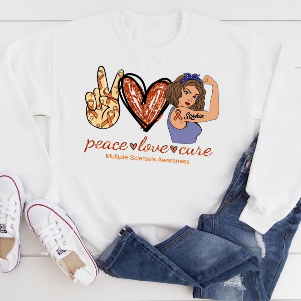 MS Awareness Shirt, Yes, It‘s All In My Head Multiple Sclerosis Orange Ribbon Chronic Illness Fighter Warrior Gift Brain Maroon T-Shirt