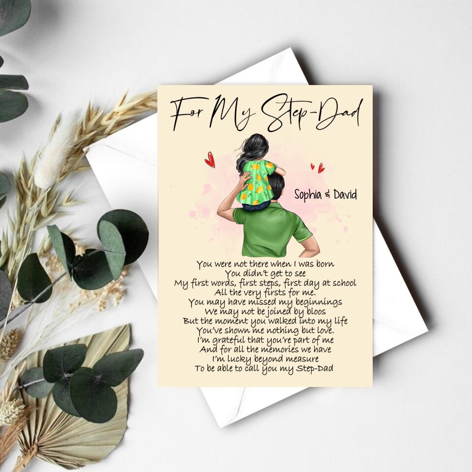 Personalised Fathers Day Card - Father&#39;s Day Gift Cards - Step Dad Fathers Day Cards - Black Fathers Day Cards - Dad Cards - Happy Fathers Day Card - First Fathers Day Card - Father Day Gift