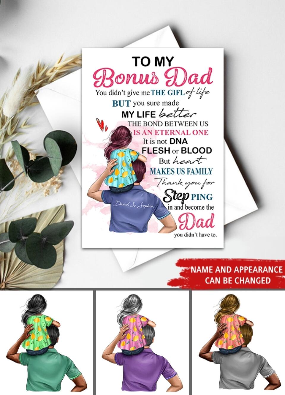 Personalised Fathers Day Card - Father's Day Gift Cards - Step Dad Fathers Day Cards - Black Fathers Day Cards - Dad Cards - Happy Fathers Day Card - First Fathers Day Card - Father Day Gift