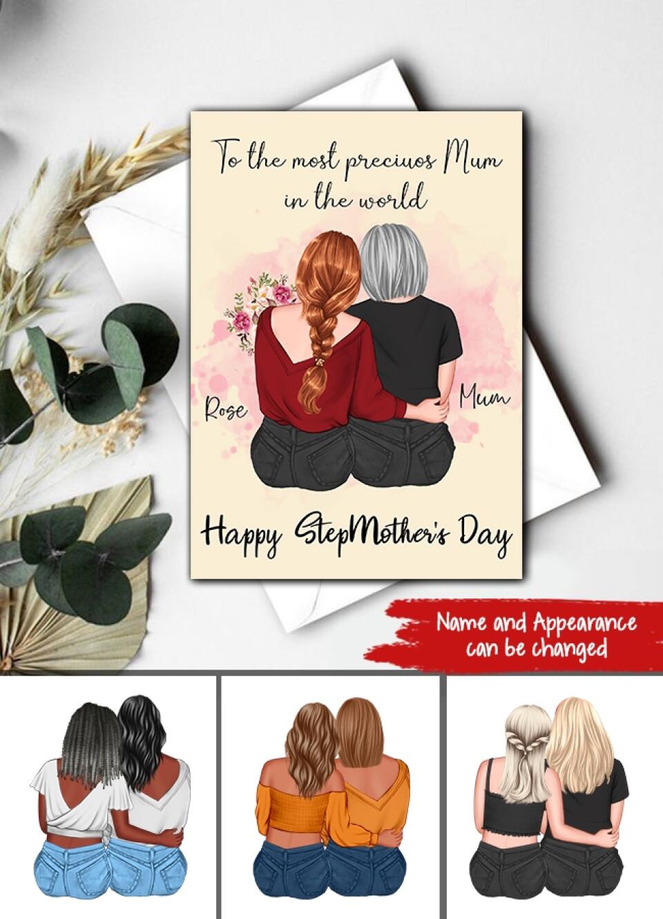 Custom Mothers Day Card - Stepmom Mothers Day Card -  Mother's Day Gift Cards - Happy Mothers Day Card - Mom's Card - Mother's Day Gift From Daughter - Mother Day Gift