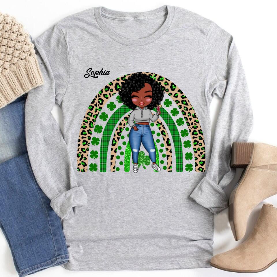 Shamrock Leopard Rainbow St Patrick‘s Day T-Shirt, Vintage St Patricks Day Shirt, Cute St Paddys Tee, Gift For BFF, Unisex Shirt.