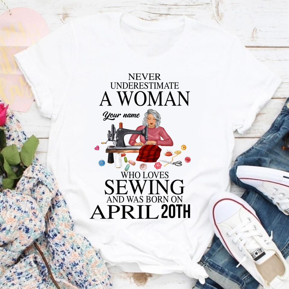 April Birthday Shirt, Custom Birthday Shirt, Queens Born In April, April Birthday Gifts, April Shirts For Woman, Sewing Lover Cotton Shirt For Women, April Birthday Gifts