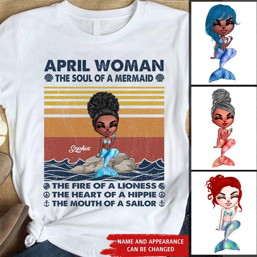 April Birthday Shirt, Custom Birthday Shirt, Queens Born In April, April Birthday Gifts, April Birthday Gifts, Cute Mermaid Shirt, Mermaid Gift, Mermaid Lover Cotton Shirt For Women