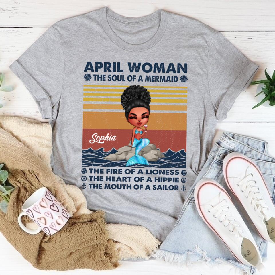 April Birthday Shirt, Custom Birthday Shirt, Queens Born In April, April Birthday Gifts, April Birthday Gifts, Cute Mermaid Shirt, Mermaid Gift, Mermaid Lover Cotton Shirt For Women