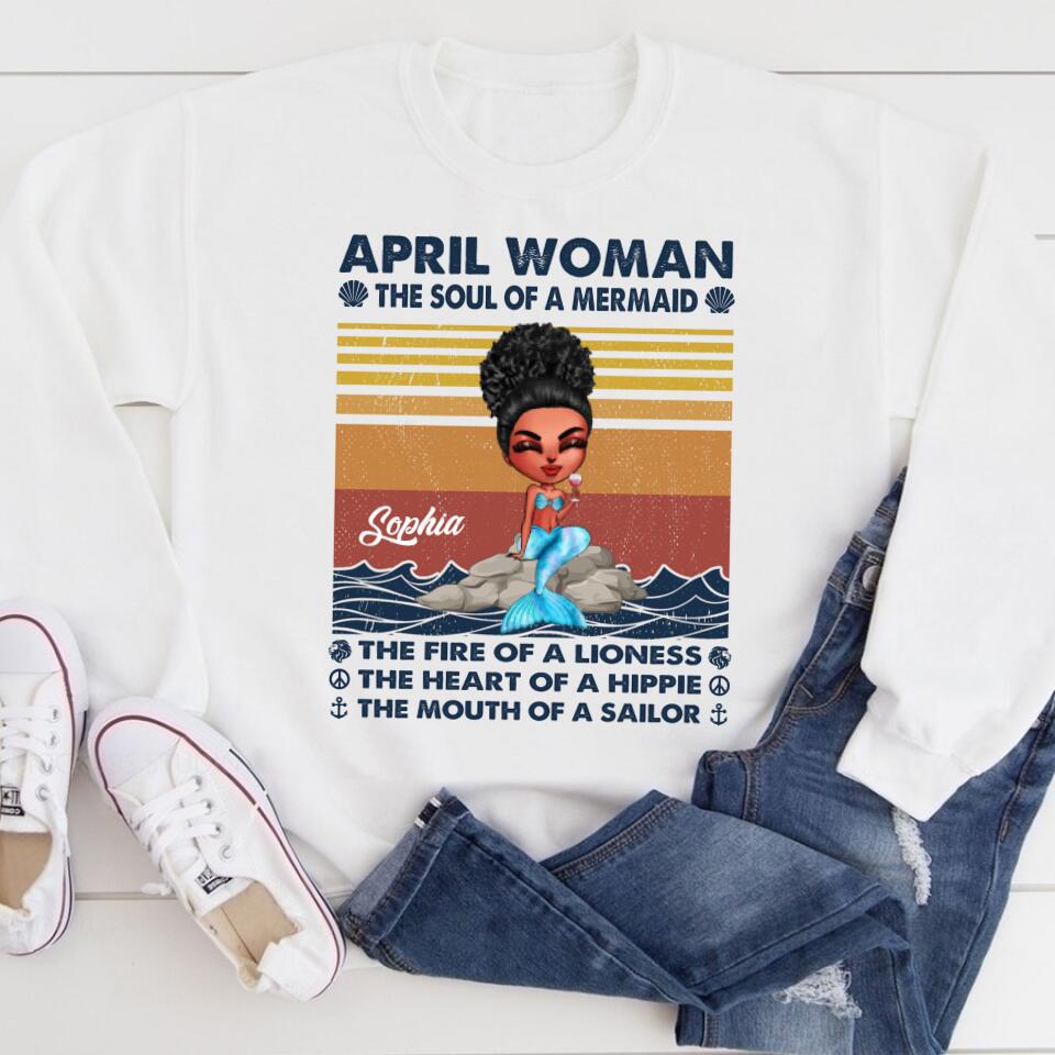 April Birthday Shirt, Custom Birthday Shirt, Queens Born In April, April Birthday Gifts, April Birthday Gifts, Cute Mermaid Shirt, Mermaid Gift, Mermaid Lover Cotton Shirt For Women