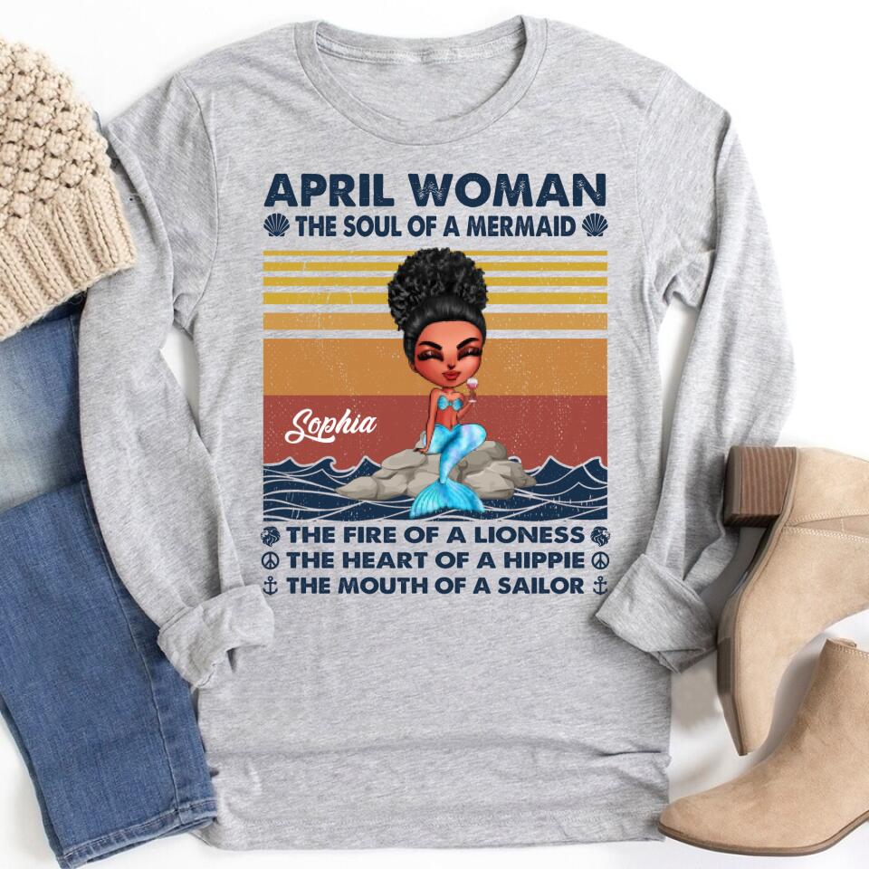 April Birthday Shirt, Custom Birthday Shirt, Queens Born In April, April Birthday Gifts, April Birthday Gifts, Cute Mermaid Shirt, Mermaid Gift, Mermaid Lover Cotton Shirt For Women