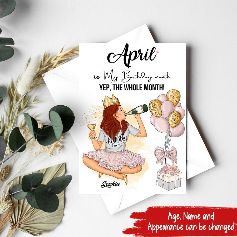 April Birthday Card, Custom Birthday Card, Queens Born In April, April Birthday CardFor Woman, April Birthday Gifts