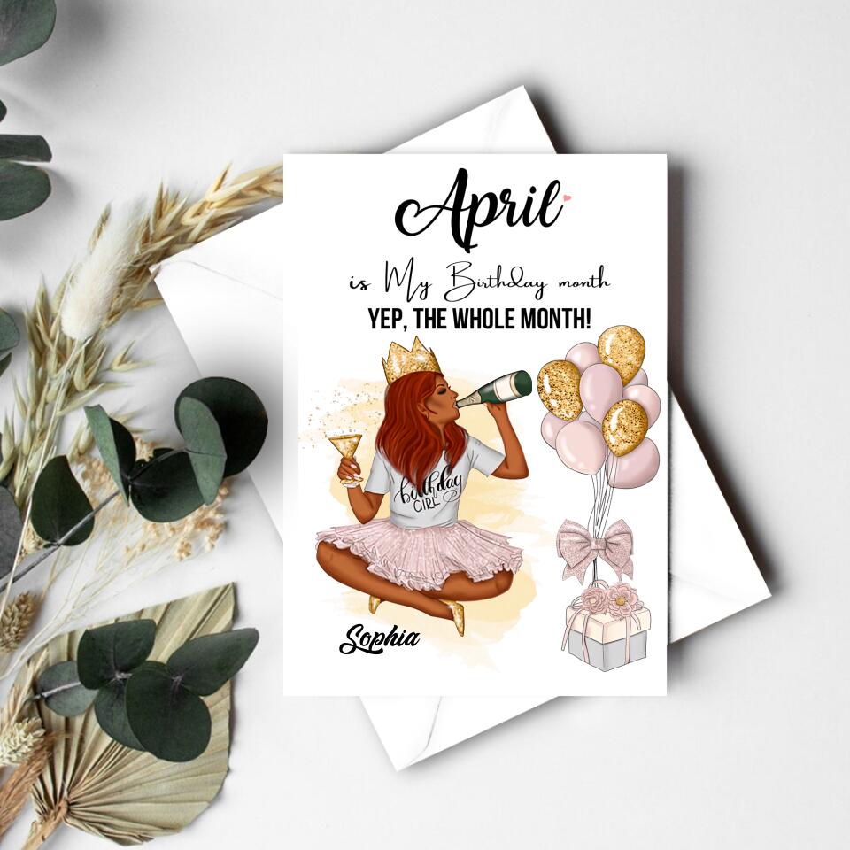 April Birthday Card, Custom Birthday Card, Queens Born In April, April Birthday CardFor Woman, April Birthday Gifts
