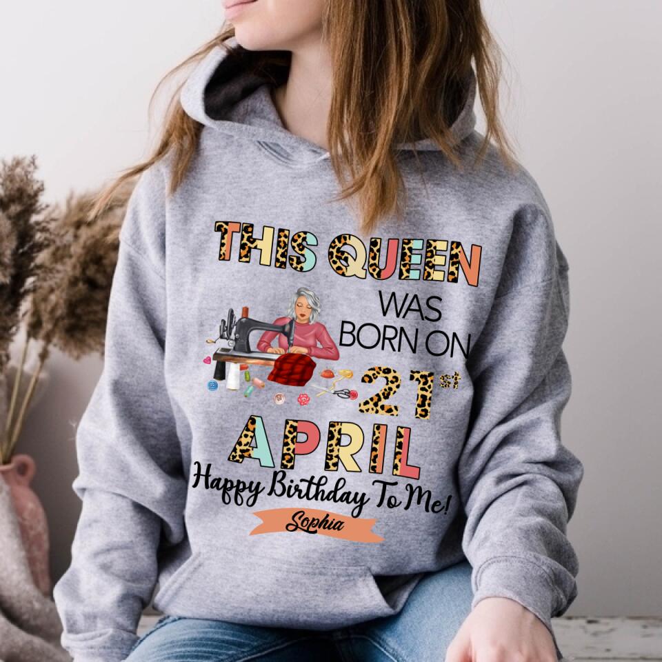 April Birthday Shirt, Custom Birthday Shirt, Queens Born In April, April Birthday Gifts, April Queen shirt, April Birthday Shirts For Woman, Sewing Lover Cotton Shirt For Women