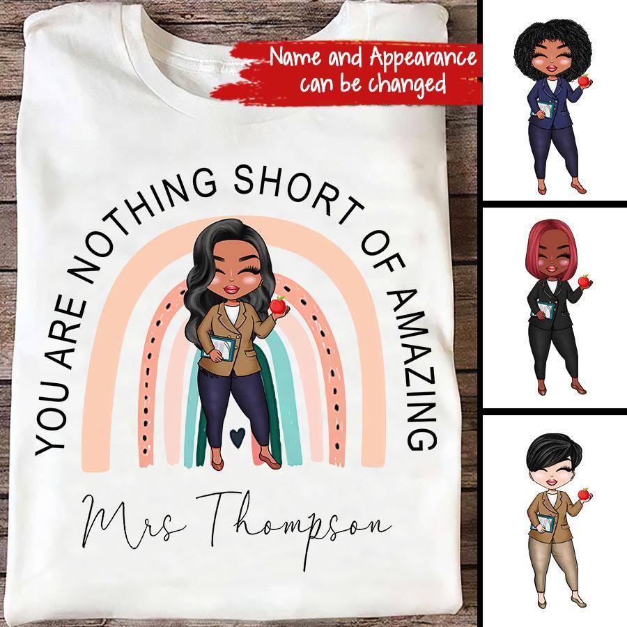 Personalised Teacher Shirt, Lockdown Teacher Gift, Personalised Teacher Gifts, Personalised Book Tee, Teaching Assistant Gift, Rainbow T-shirt