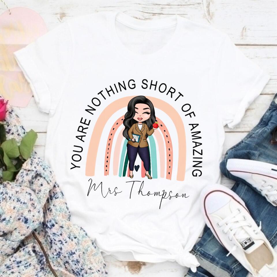 Personalised Teacher Shirt, Lockdown Teacher Gift, Personalised Teacher Gifts, Personalised Book Tee, Teaching Assistant Gift, Rainbow T-shirt