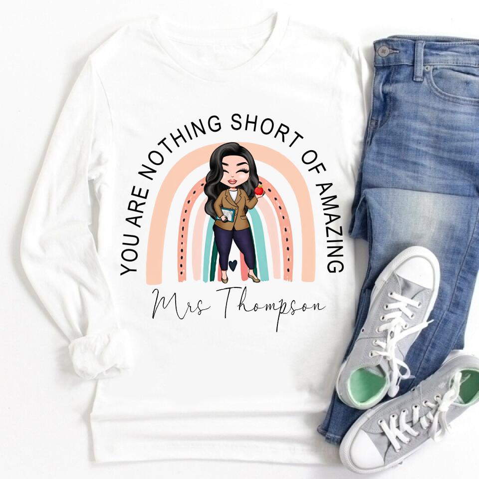 Personalised Teacher Shirt, Lockdown Teacher Gift, Personalised Teacher Gifts, Personalised Book Tee, Teaching Assistant Gift, Rainbow T-shirt