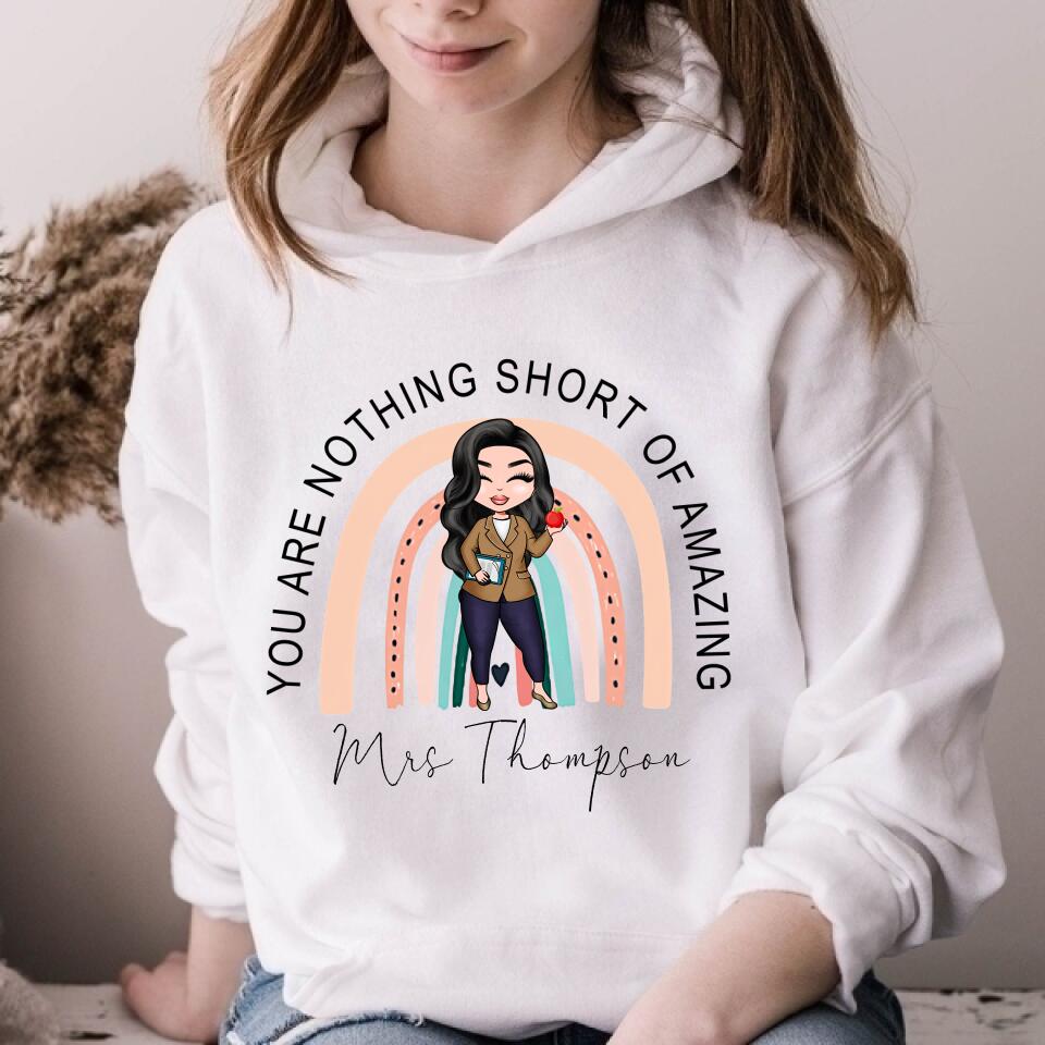 Personalised Teacher Shirt, Lockdown Teacher Gift, Personalised Teacher Gifts, Personalised Book Tee, Teaching Assistant Gift, Rainbow T-shirt