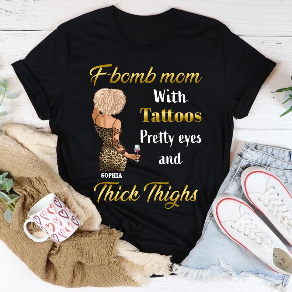 F-Bomb Mom With Tattoos, Custom Mothers Day Shirt, Mother&#39;s Day T Shirt, F Bomb Mom With Tattoos Shirt, Mom Life Skull Shirt, Mother&#39;s Day Tee Shirts, Mother Day Gift