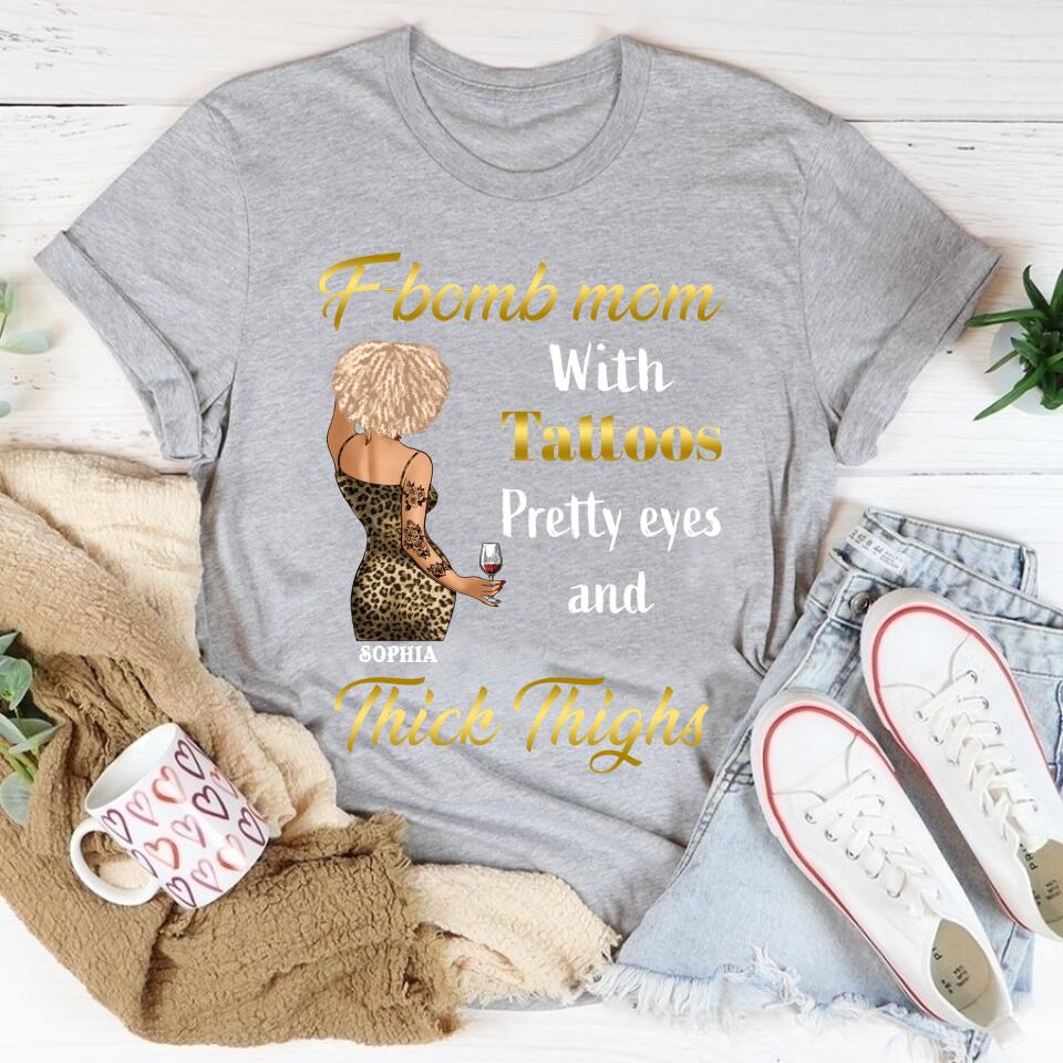 F-Bomb Mom With Tattoos, Custom Mothers Day Shirt, Mother&#39;s Day T Shirt, F Bomb Mom With Tattoos Shirt, Mom Life Skull Shirt, Mother&#39;s Day Tee Shirts, Mother Day Gift