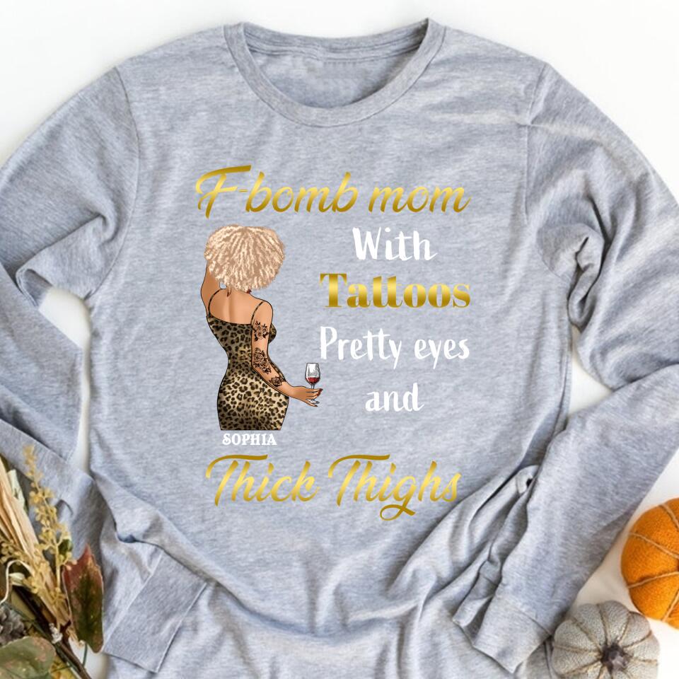 F-Bomb Mom With Tattoos, Custom Mothers Day Shirt, Mother&#39;s Day T Shirt, F Bomb Mom With Tattoos Shirt, Mom Life Skull Shirt, Mother&#39;s Day Tee Shirts, Mother Day Gift
