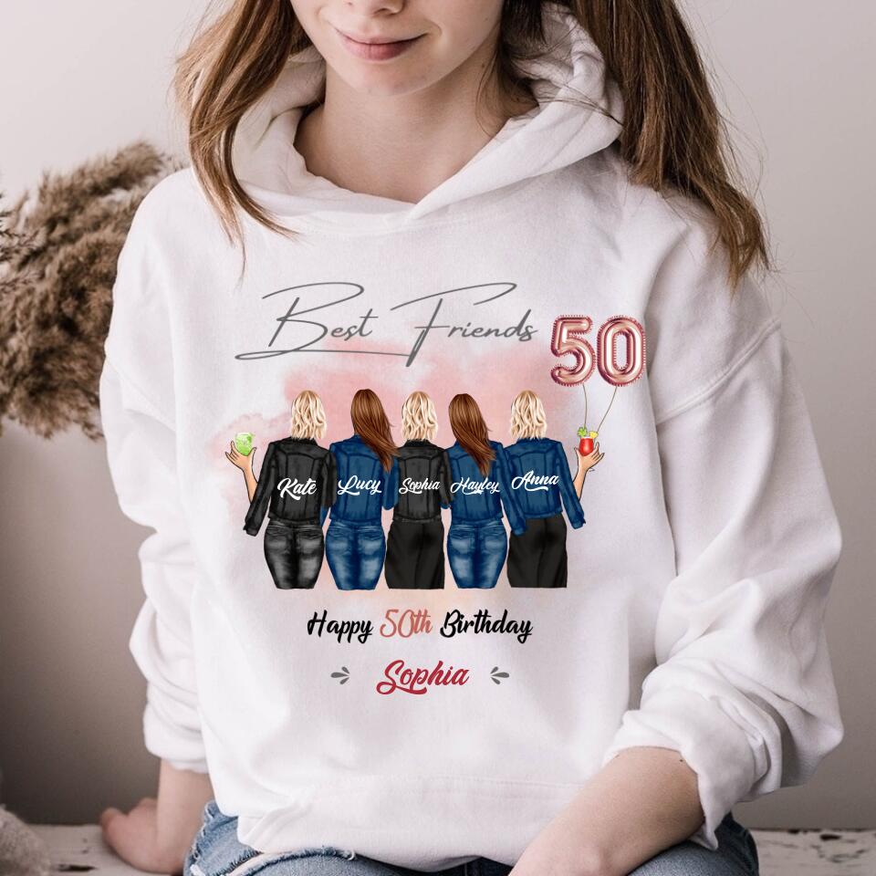 Custom Best Friend Birthday Greeting Shirt, Shirt For Group Sisters, BFF, Bestie. Happy Birthday Shirt For 18th 21st 25th 30th 35th 40th 50th 60th