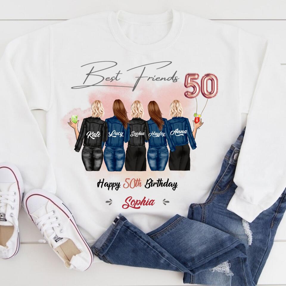 Custom Best Friend Birthday Greeting Shirt, Shirt For Group Sisters, BFF, Bestie. Happy Birthday Shirt For 18th 21st 25th 30th 35th 40th 50th 60th