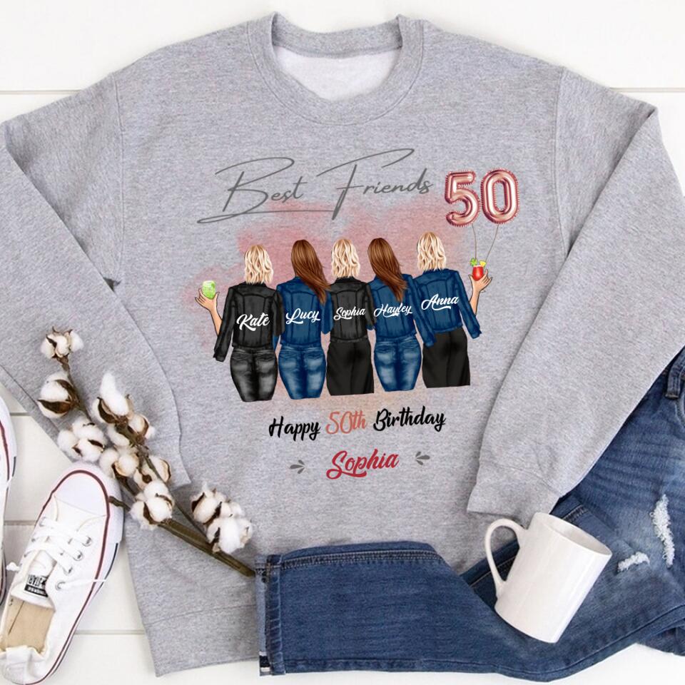 Custom Best Friend Birthday Greeting Shirt, Shirt For Group Sisters, BFF, Bestie. Happy Birthday Shirt For 18th 21st 25th 30th 35th 40th 50th 60th