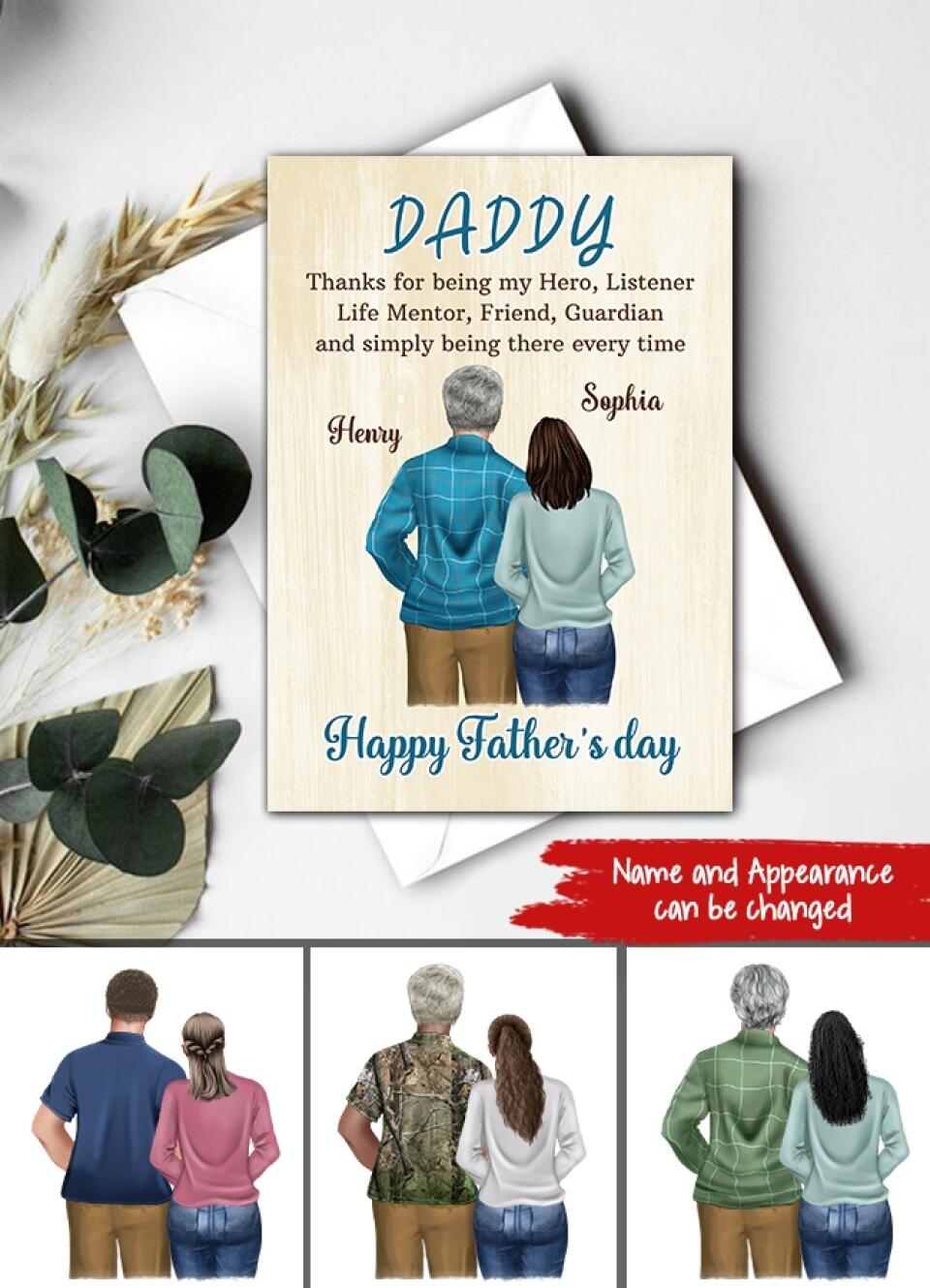 Personalised Fathers Day Card, Father&#39;s Day Gift Cards, Step Dad Fathers Day Cards,  Black Fathers Day Cards, Dad Cards Fathers Day Cards From Daughter, Father Day Gift