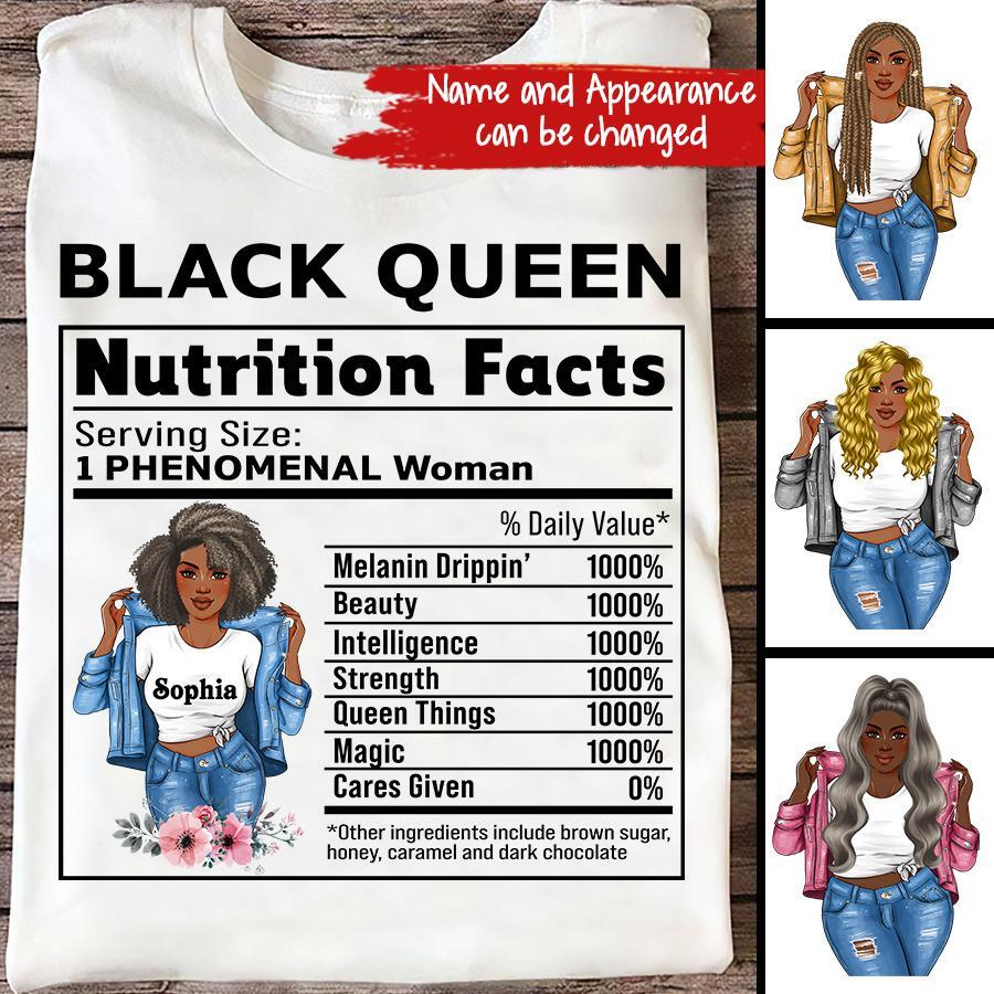 Black Queen Nutrition Facts - Personalized T Shirt- Birthday Gift For Sista, Black Woman