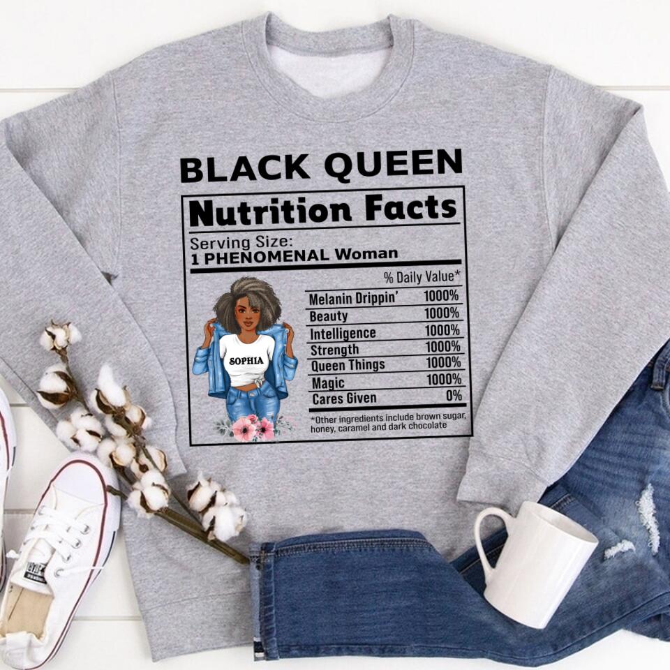 Black Queen Nutrition Facts - Personalized T Shirt- Birthday Gift For Sista, Black Woman