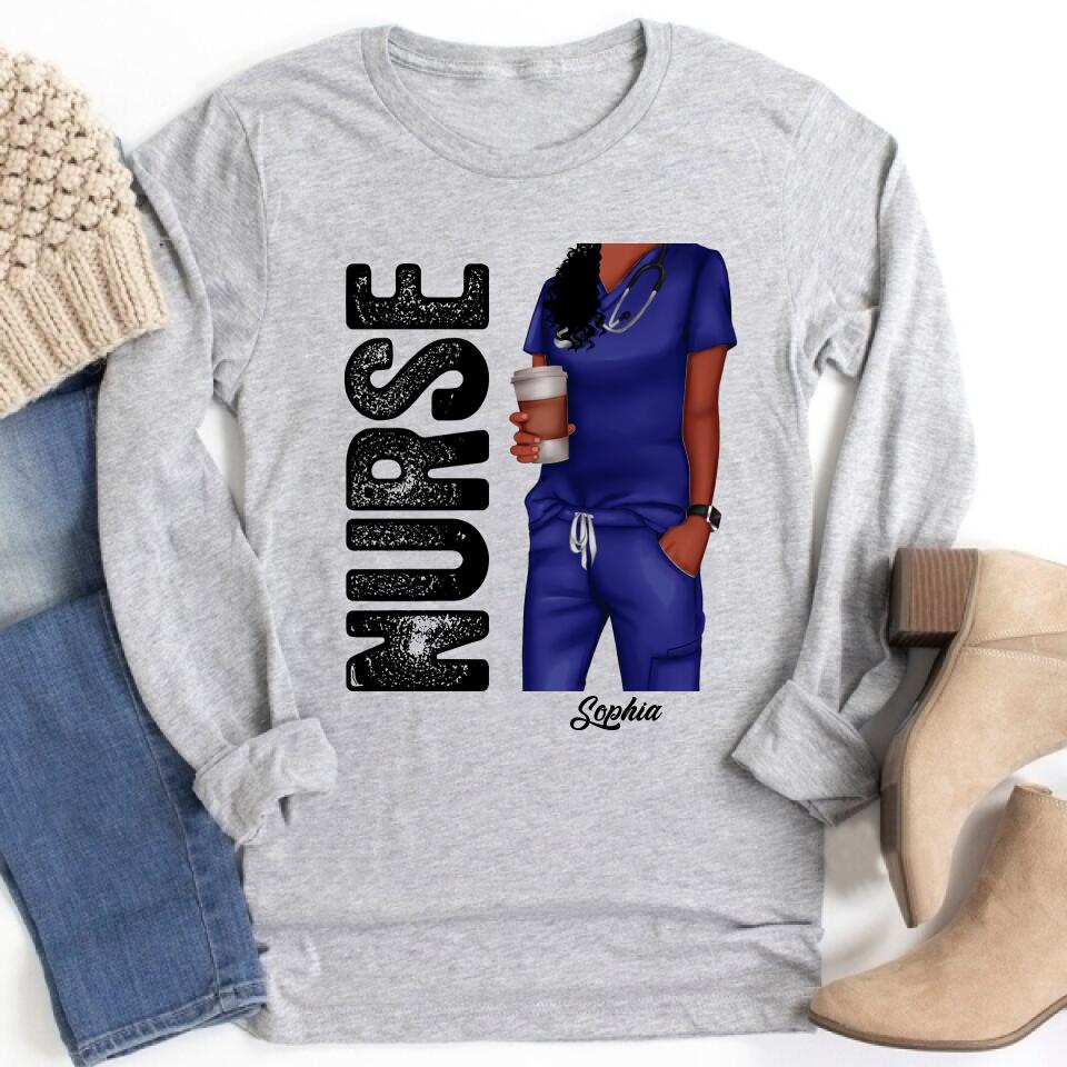 Nurse Life Nutrition Facts - Personalized T Shirt - Gift For Doctor &amp; Nurse - Glitter Leopard Design