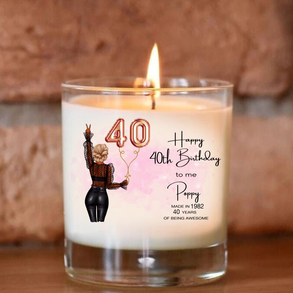 40th Birthday Soy Wax Candle, 40th Birthday Gift for Her, Personalised Best Friend Birthday Candle For 18th 21st 25th 30th 35th 40th 50th 60th