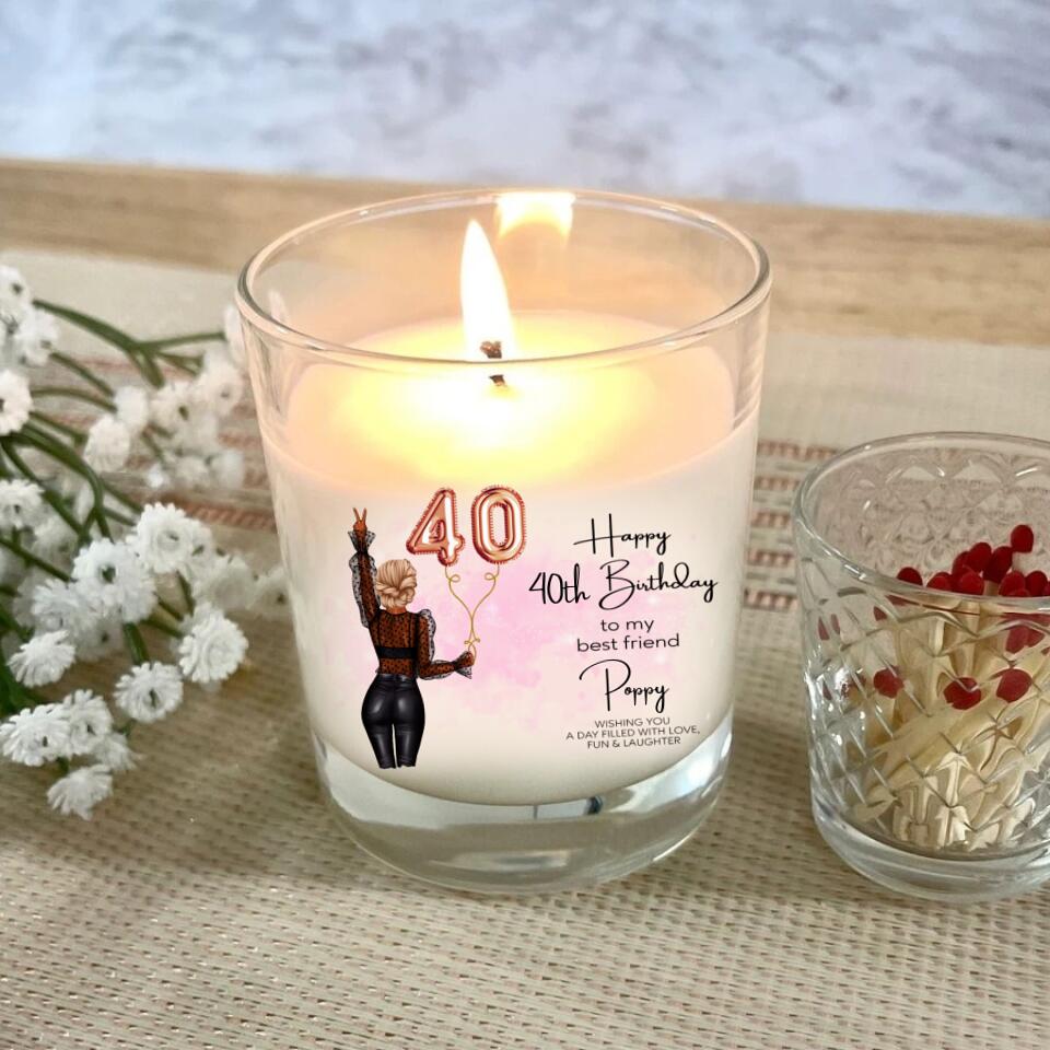 40th Birthday Soy Wax Candle, 40th Birthday Gift for Her, Personalised Best Friend Birthday Candle For 18th 21st 25th 30th 35th 40th 50th 60th