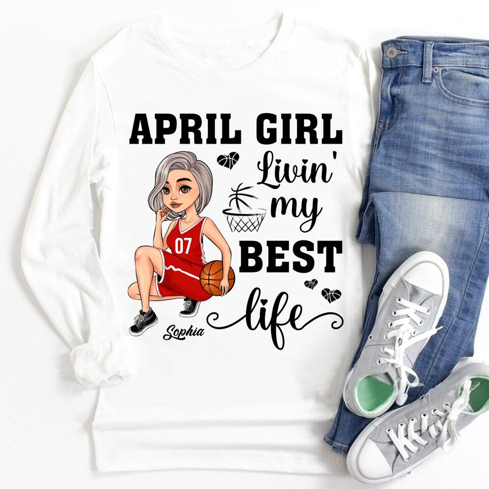 April Birthday Shirt, Custom Birthday Shirt, Queens Born In April, April Birthday Gifts, April Shirts For Woman, Birthday Gift For Basketball Lover