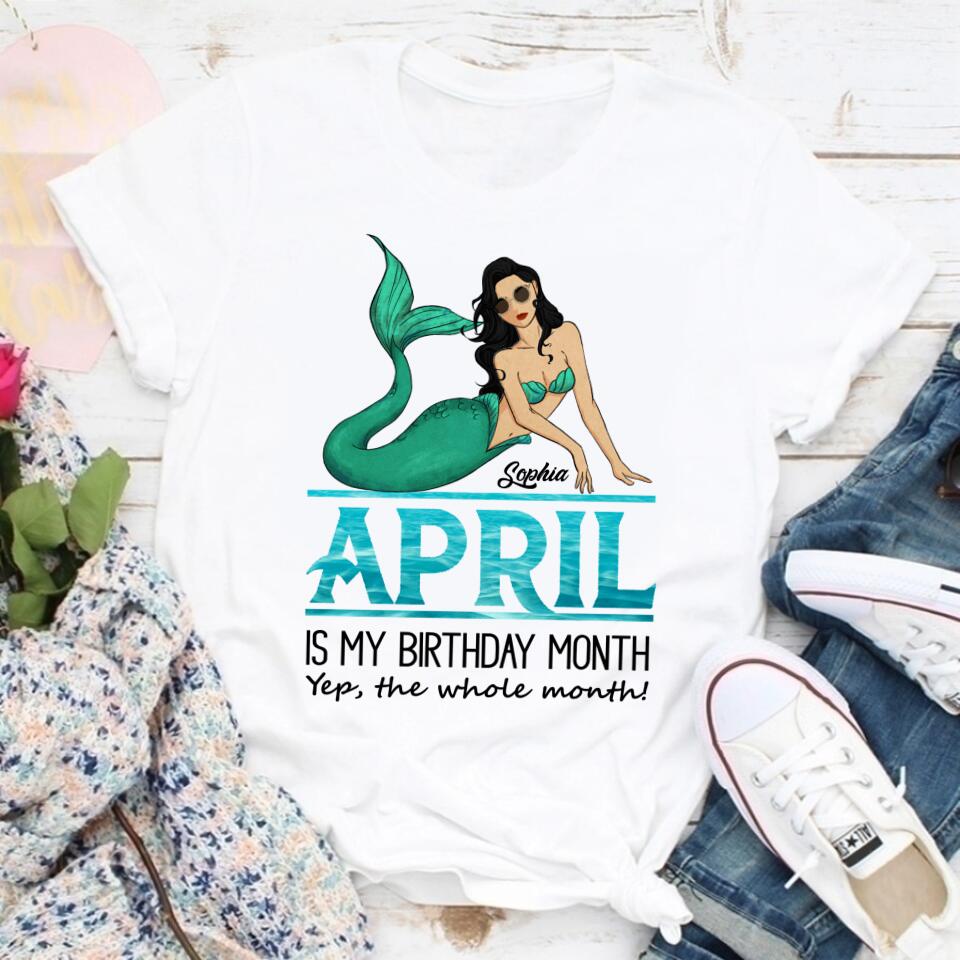 April Birthday Shirt, Custom Birthday Shirt, Queens Born In April, April Birthday Gifts, April shirts for Woman, Mermaid Shirt, Mermaid Gift