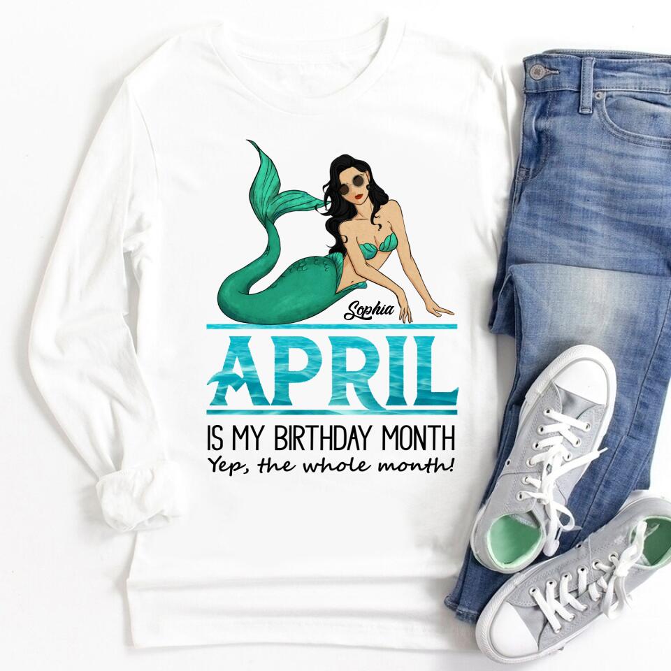 April Birthday Shirt, Custom Birthday Shirt, Queens Born In April, April Birthday Gifts, April shirts for Woman, Mermaid Shirt, Mermaid Gift