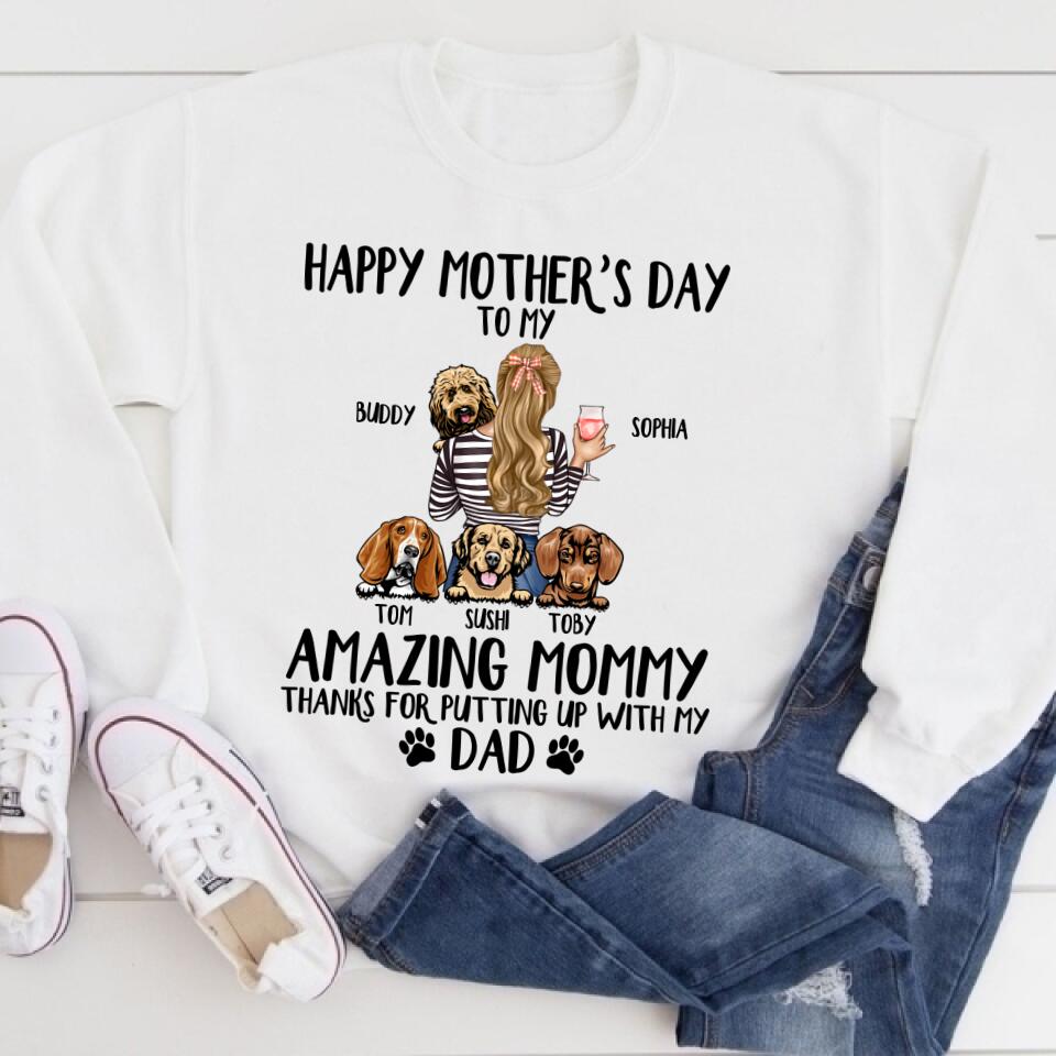 Custom Mothers Day Shirt, Happy Mother Day Shirt, Mother&#39;s Day T Shirt, Dog Mom Shirt, Dog Mom Gifts, Mother&#39;s Day Tee Shirts, Mother Day Gift