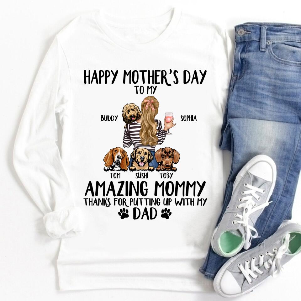 Custom Mothers Day Shirt, Happy Mother Day Shirt, Mother&#39;s Day T Shirt, Dog Mom Shirt, Dog Mom Gifts, Mother&#39;s Day Tee Shirts, Mother Day Gift