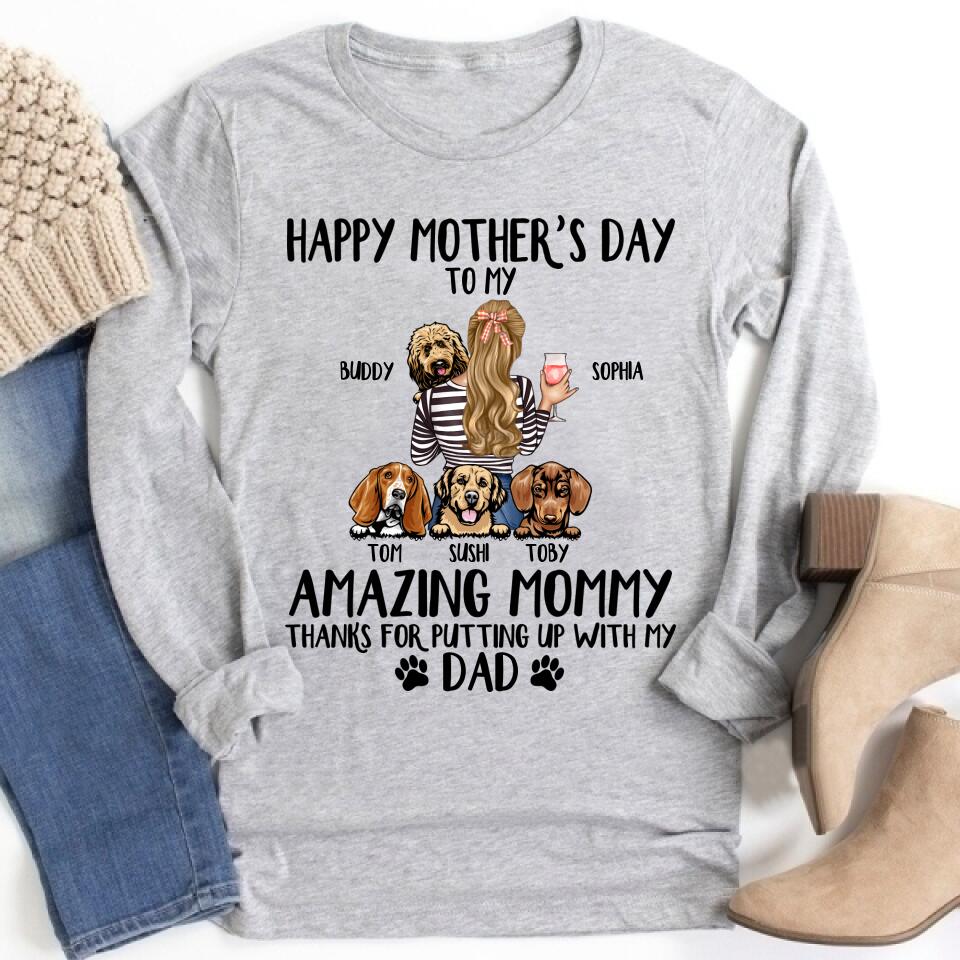 Custom Mothers Day Shirt, Happy Mother Day Shirt, Mother&#39;s Day T Shirt, Dog Mom Shirt, Dog Mom Gifts, Mother&#39;s Day Tee Shirts, Mother Day Gift