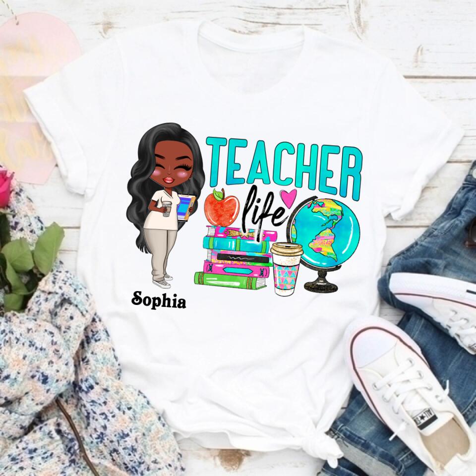 Teacher Life - Personalized Shirt - Gift For Teacher - Cartoon Teacher