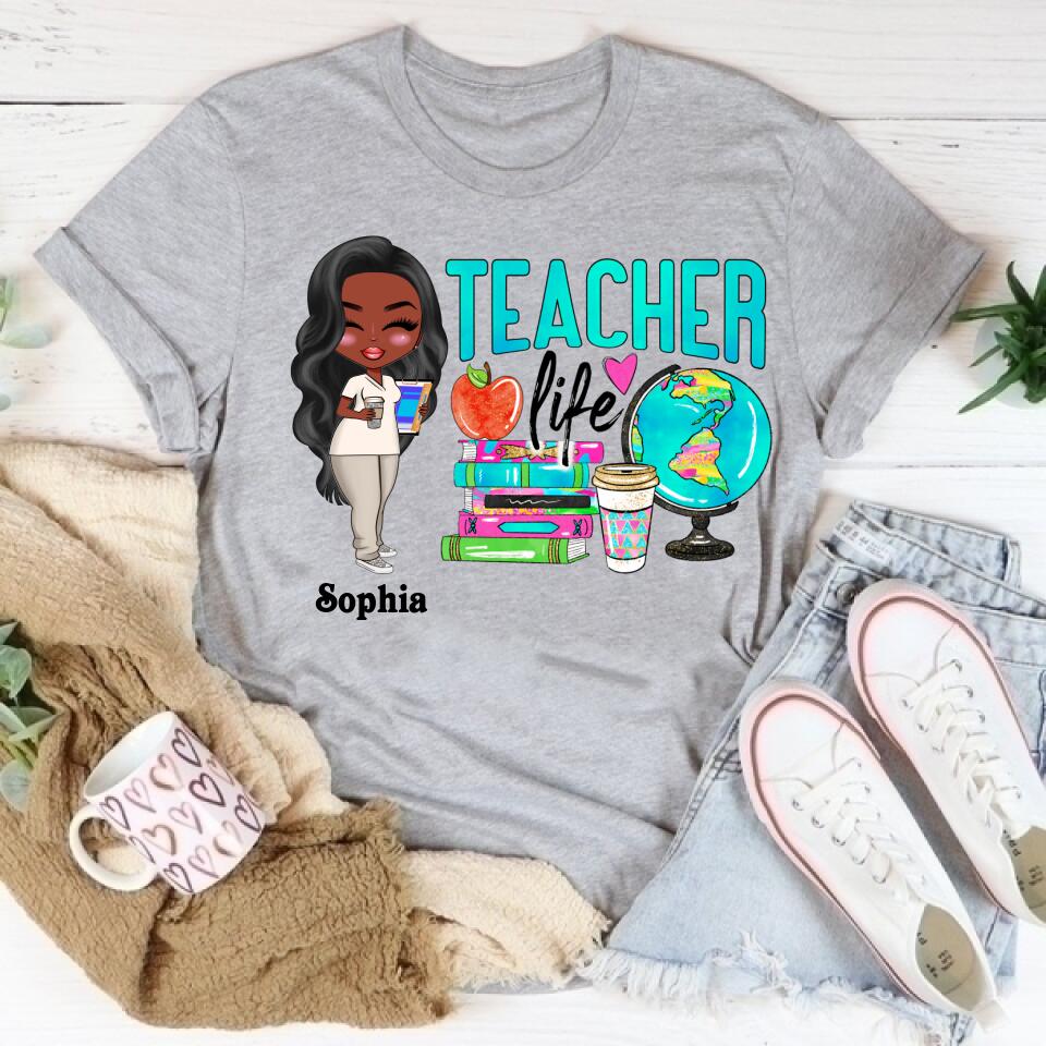 Teacher Life - Personalized Shirt - Gift For Teacher - Cartoon Teacher