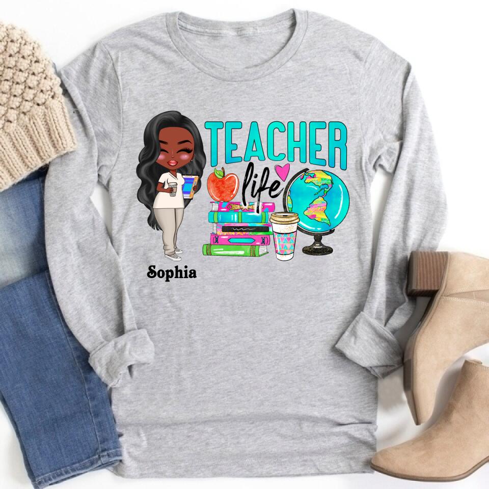 Teacher Life - Personalized Shirt - Gift For Teacher - Cartoon Teacher