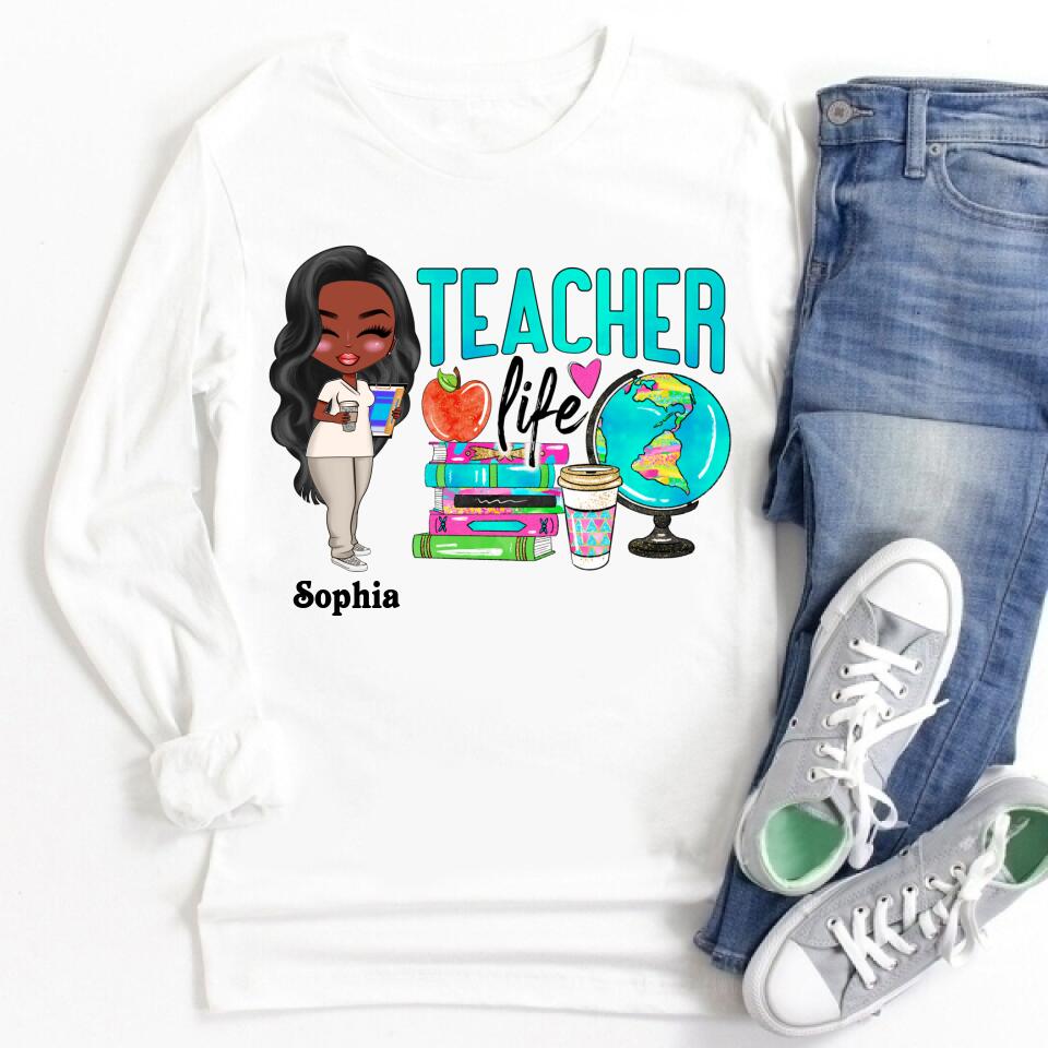 Teacher Life - Personalized Shirt - Gift For Teacher - Cartoon Teacher