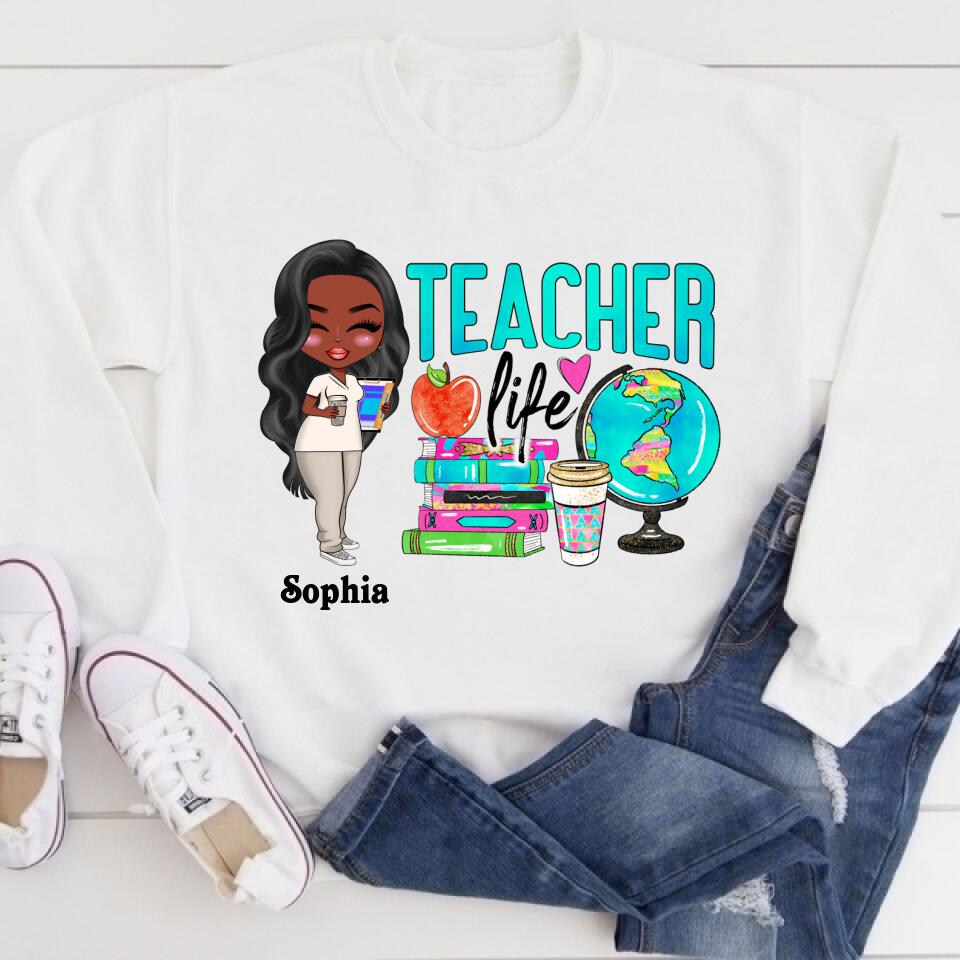 Teacher Life - Personalized Shirt - Gift For Teacher - Cartoon Teacher