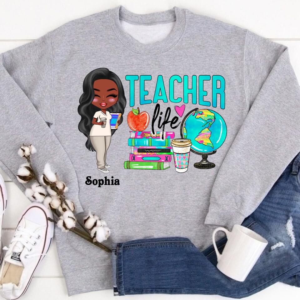 Teacher Life - Personalized Shirt - Gift For Teacher - Cartoon Teacher