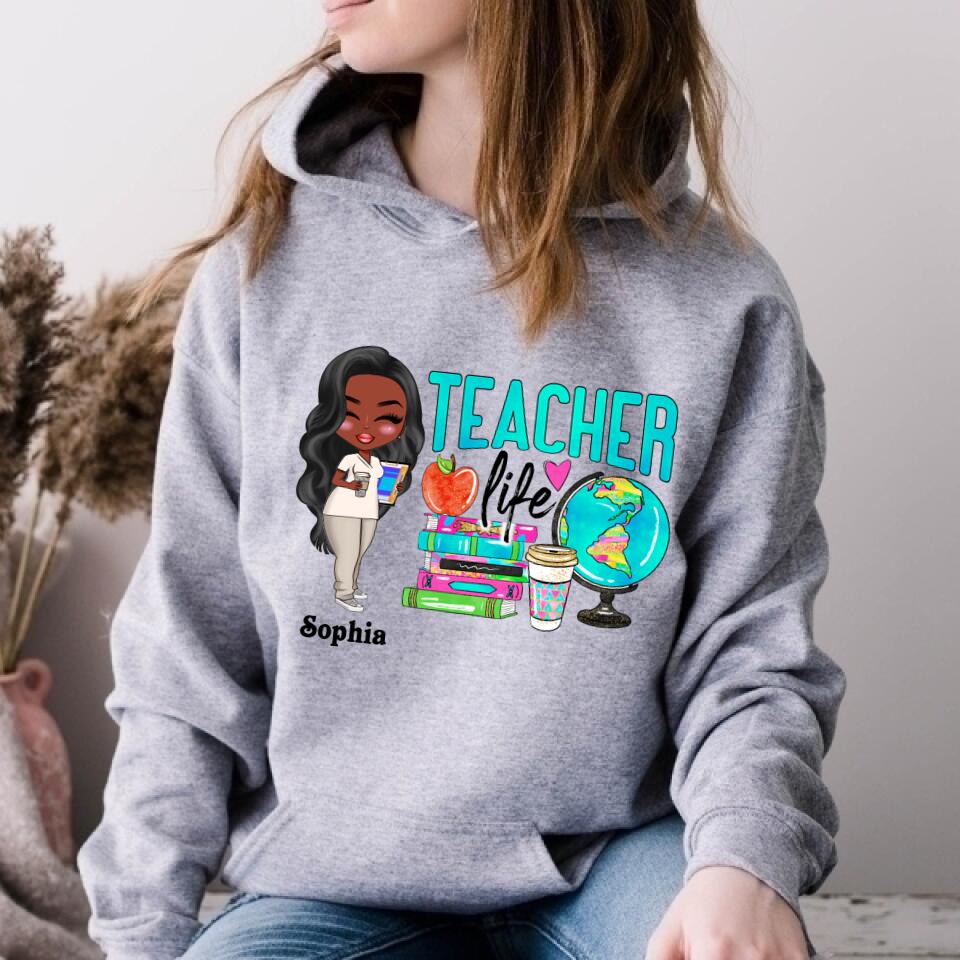 Teacher Life - Personalized Shirt - Gift For Teacher - Cartoon Teacher