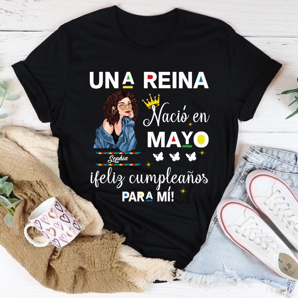 Camisa De Cumpleaños De Mayo, Camisa De Cumpleaños Personalizada, Reinas Nacidas En Mayo, Regalos De Cumpleaños De Mayo, Camisas De Mayo Para Mujeres
